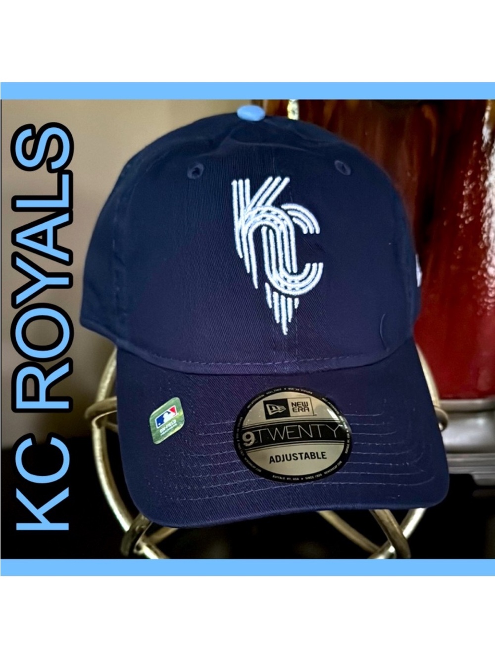 ⚾️ NWT ~ Era KC Royals Navy and White 9TWENTY Adjustable Cap Unisex